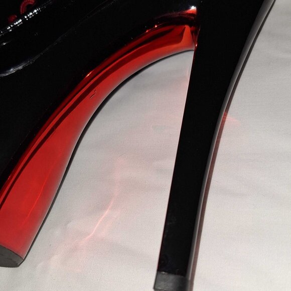 Pleaser ADORE-2021C Black Patent Platform Boots Women’s Size 7 Red Lace High Hee - Picture 3 of 7